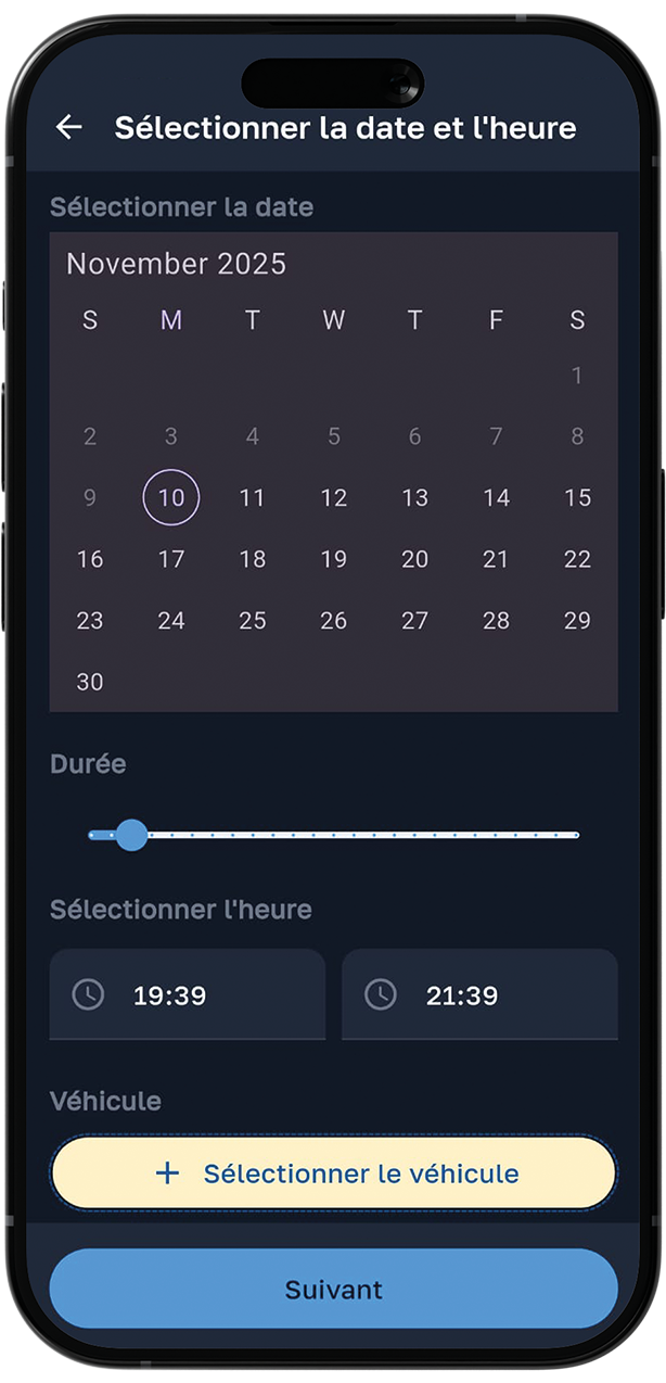 Sélection d'emplacement parking eBlasa