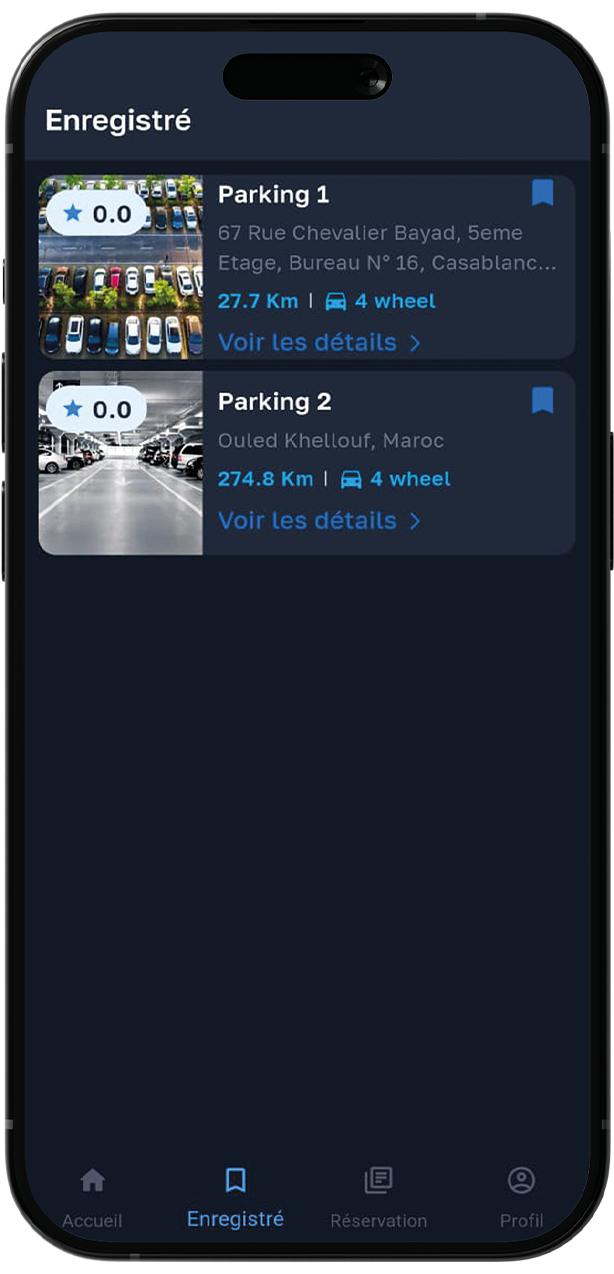 Liste parkings favoris eBlasa
