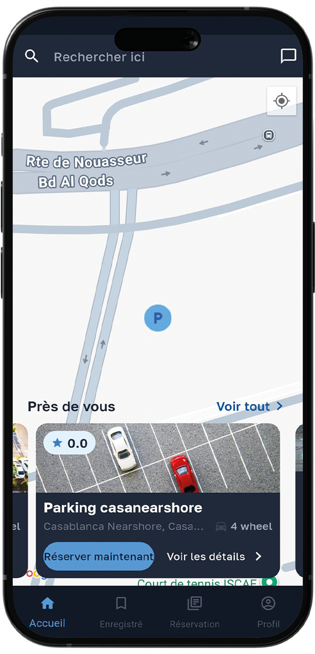 Interface eBlasa - Liste des parkings disponibles